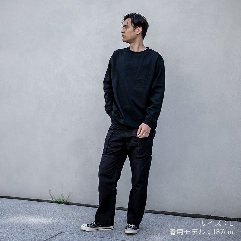 【NEW】10oz ロングスリーブTシャツ - BLACK with Pocket